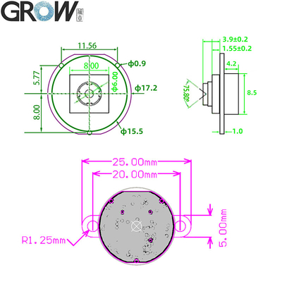 GROW GM861XS-0 Small 1D/2D Bar Code QR Code DC5V Barcode Reader Module UART/USB Interface White Green LED For Android Linux